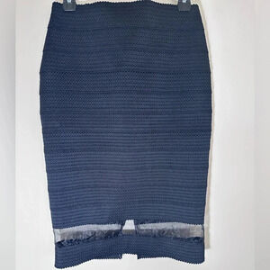 Express black pencil skirt mesh bottom business office work size Small